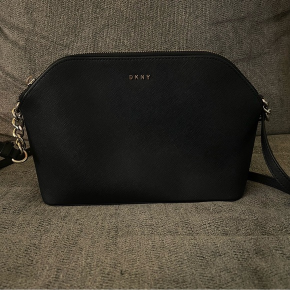 Dkny Handbags - DKNY Black Crossbody Bag with Chain Detail